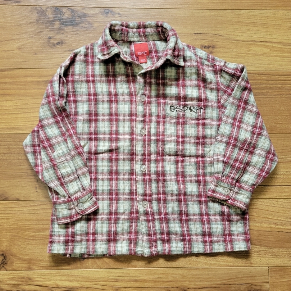 Vintage Esprit Mini Flannel Button Down Shirt Boy's Size 4/5